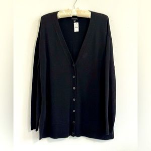 NWT Talbots V-Neck Long Cardigan Sweater in rich black. size Small/medium
